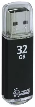 Флэш-диск 32 GB, SMARTBUY V-Cut, USB 2.0, металлический корпус, черный