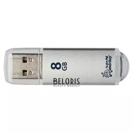 Флеш-память Smartbuy V-cut, 8gb, USB 2.0, сереб, Sb8gbvc-s
