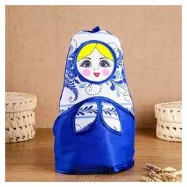 Грелка на чайник «Матрёшка», гжель, маленькая