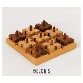 Игра дерево "Крестики-нолики" (Цветные фигурки) 15,5х15,5х4,5см