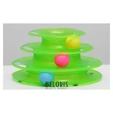 Игровой комплекс для кошек с 3 шариками, 24,5 х 24,5 х 13 см, картонная коробка, микс цветов