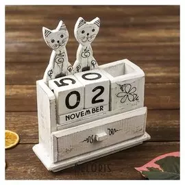 Календарь настольный "Пара кошек" 18х6х22 см