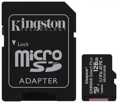 Карта памяти microSDXC 128 GB KINGSTON Canvas Select Plus UHS-I U1,100 Мб/с (class 10)