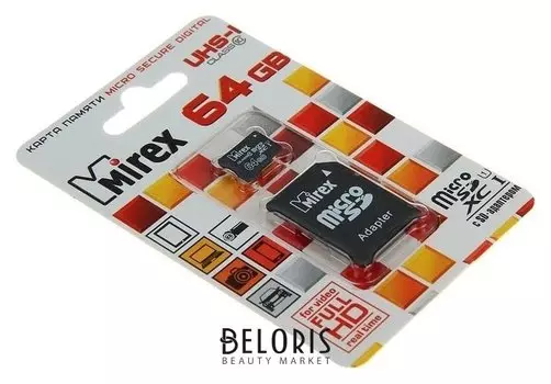 Карта памяти Mirex Microsd, 64 Гб, Sdxc, Uhs-i, класс 10, с адаптером SD