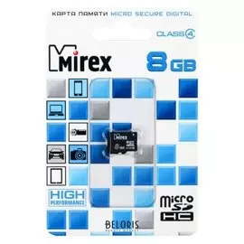 Карта памяти Mirex Microsd, 8 Гб, Sdhc, класс 4