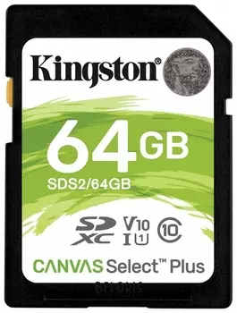 Карта памяти SDXC 64 GB KINGSTON Canvas Select Plus UHS-I U1, 100 Мб/сек (class 10)
