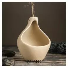 Кашпо керамическое подвесное серое 10*11*14 см