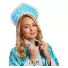 Кокошник "Блеск", цвет голубой на ободке