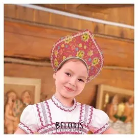 Кокошник "Цветочный", цвет красный