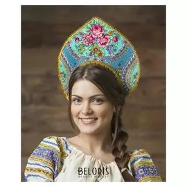 Кокошник "Восторг" на бирюзовом