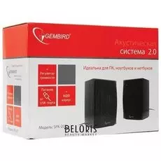 Колонки компьютерные GEMBIRD SPK-201, 2.0, 2х2, 5 Вт, USB, регулятор громкости, МДФ, черные
