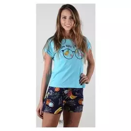 Комплект (Футболка, шорты) женский «Пляж» цвет бирюзовый, размер 46