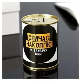 Копилка-банка металл "Сейчас накоплю и захвачу Мир" 7,3х9,5 см
