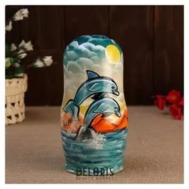 Копилка "Дельфины", 18см, ручная роспись