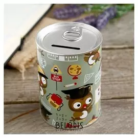 Копилка металл "Зверята и хобби" 10х7,5х7,5 см