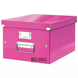 Короб архивный Leitz "Click Store" M, 200х280х370 мм, ламинированный картон, разборный, розовый