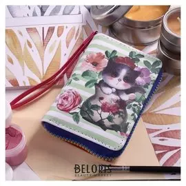 Кошелёк, 2 отдела на молнии, с ручкой, цвет зелёный