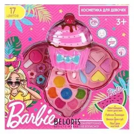 Косметика для девочек «Барби», тени, блеск для губ, помады, заколки