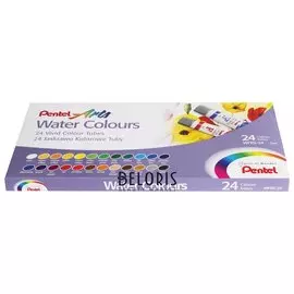 Краски акварельные художественные Pentel "Water Colours", набор 24 цвета, туба 5 мл, картонная упаковка