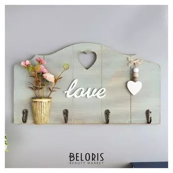 Крючки декоративные "Букетик цветов в горшке - Love" 19,5х35х3,5 см
