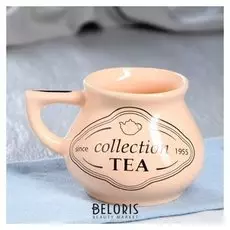 Кружка "Чайная коллекция", глазурь, персиковый цвет, с рисунком, 0,3 л