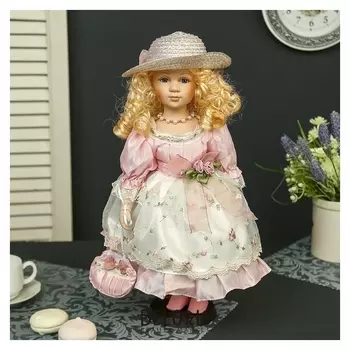 Кукла коллекционная керамика Алиса в цветочном платье 40 см