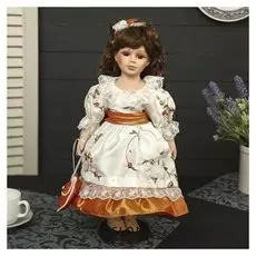 Кукла коллекционная Настенька в платье в цветочек