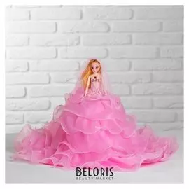 Кукла на подставке Принцесса розовое платье с воланами