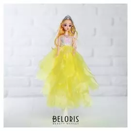 Кукла на подставке Принцесса жёлтое платье белая фата