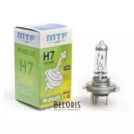 Лампа автомобильная Mtf, Standard+30%, H7, 12 В, 55 Вт, Hs1207