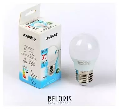 Лампа Cветодиодная Smartbuy, G45, е27, 7 Вт, 4000 К, дневной белый свет