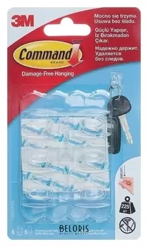 Легкоудаляемый крючок для ключей на прозрачной основе Comman
