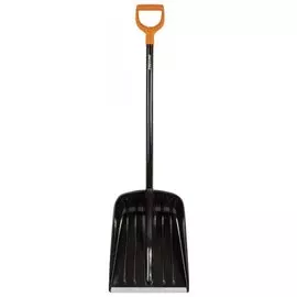 Лопата снегоуборочная Fiskars, пластик, 38х35,5 см, высота 133 см, алюминиевая кромка, деревянный черенок