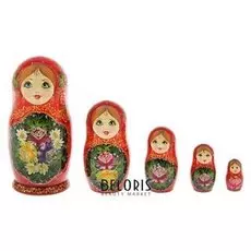 Матрешка, 5 кукольная, 20см, поднос