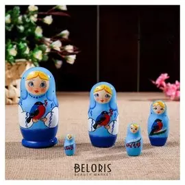 Матрёшка "Времена года. зима", 5 кукольная