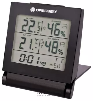 Метеостанция Bresser Mytime Travel Alarmclock, термодатчик, гигрометр, будильник, календарь, черный