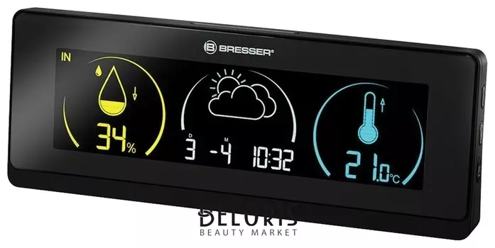 Метеостанция BRESSER Temeo Life, термодатчик, гигрометр, часы, будильник, календарь, черный