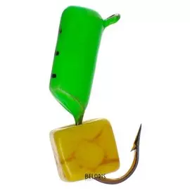 Мормышка «Столбик» 3 с «сырным» кубиком, цвет зелёный, 493
