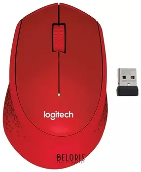 Мышь беспроводная LOGITECH M330, 2 кнопки+1 колесо-кнопка, оптическая, красная