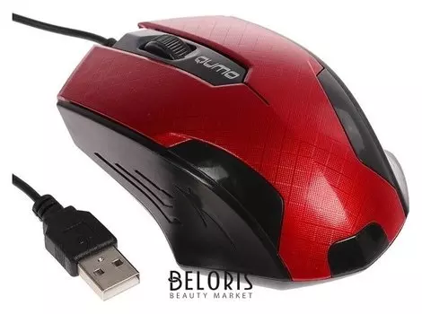 Мышь Qumo M14 Office, проводная, оптическая, 3 кнопки, 1000 Dpi, Usb, красная