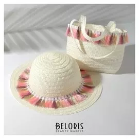 Набор для девочки (Шляпа, сумочка) Minaku, размер 50, цвет белый