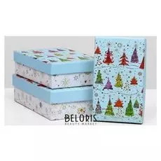 Набор коробок 3 в 1 "Ёлочки нарядные", 22 х 15 х 7 - 18 х 11 х 5 см