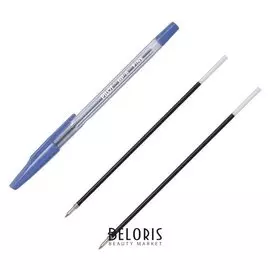 Набор ручка шариковая Pilot, синяя, 0.7мм + 2 смен. стержня