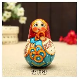 Неваляшка «Девочка с баранками», 11х4 см, ручная роспись
