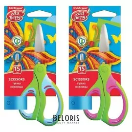 Ножницы детские ручки с резиновыми вставками с закруглёнными концами лезвий Combi