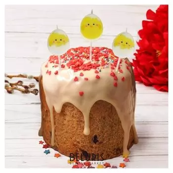 Пасхальный набор свечей для кулича «Цыплята»