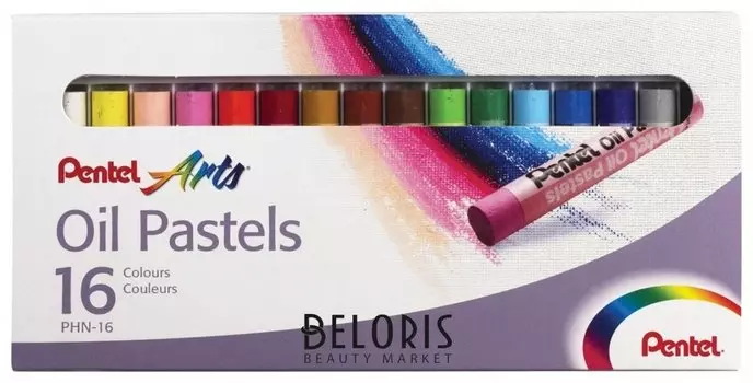 Пастель масляная художественная Pentel "Oil Pastels", 16 цветов, круглое сечение, картонная упаковка