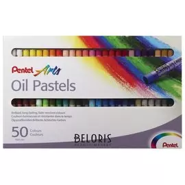 Пастель масляная художественная Pentel "Oil Pastels", 50 цветов, круглое сечение, картонная упаковка