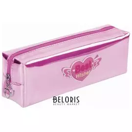 Пенал-косметичка, мягкий, полупрозрачный "Glossy", розовый, 20х5х6 см