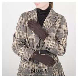 Перчатки женские безразмерные, без утеплителя, для сенсорных экранов, цвет коричневый
